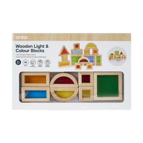 Anko 14 Piece Wooden Light and Colour Blocks / Suitable for ages: 2+ years