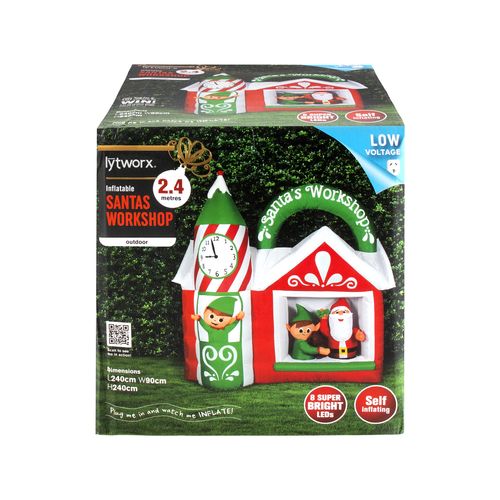 Lytworx 2.4m Inflatable Santa's Workshop / 8 Super Bright LED