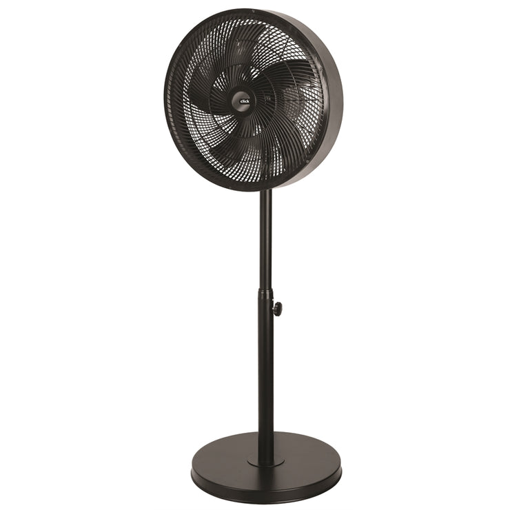 Click 40cm 3 Speed Matte Black Drum Pedestal Fan with Oscillating Head