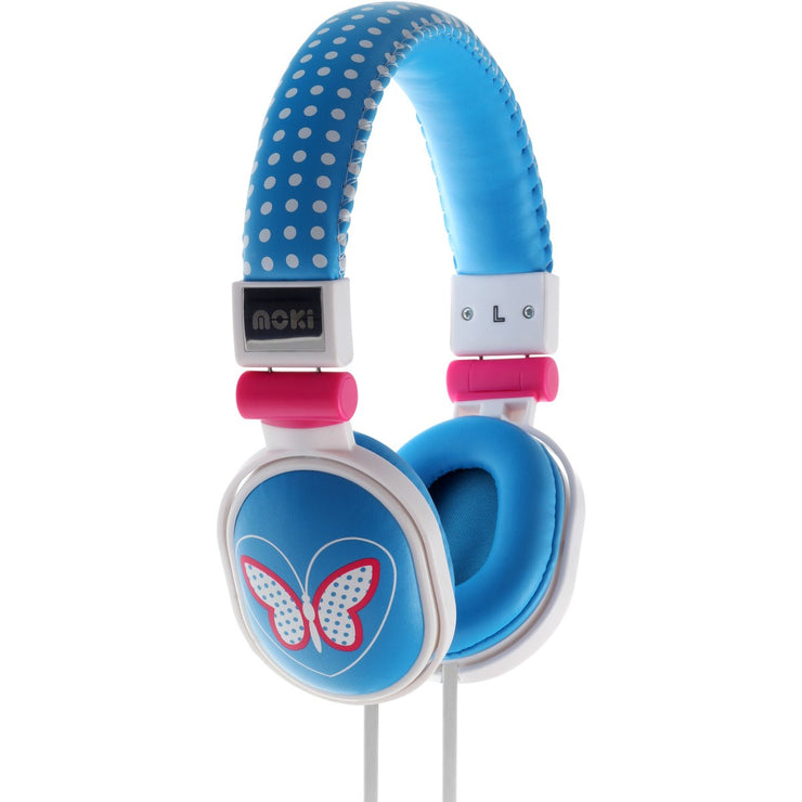 Moki Poppers Headphones - Butterfly Blue DJ Style