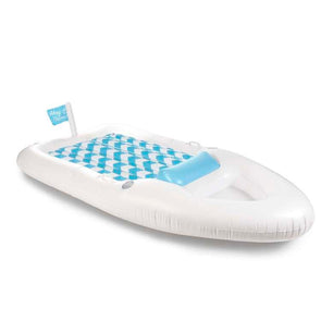 Luxe Inflatable Yacht White & Blue/ Ideal for Beach Parties Leisure