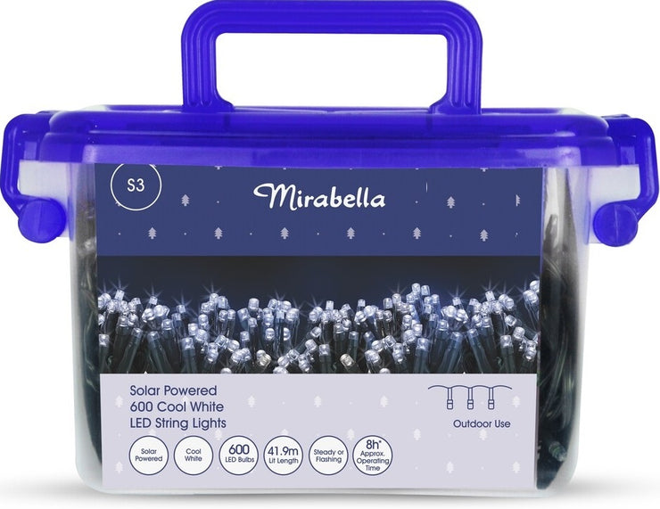 Mirabella Christmas 41.9m Solar Powered 600 LED String Lights - Cool White