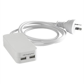 HPM Twin 2.1A USB Charger With Lead / White