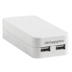 HPM Twin 2.1A USB Charger With Lead / White