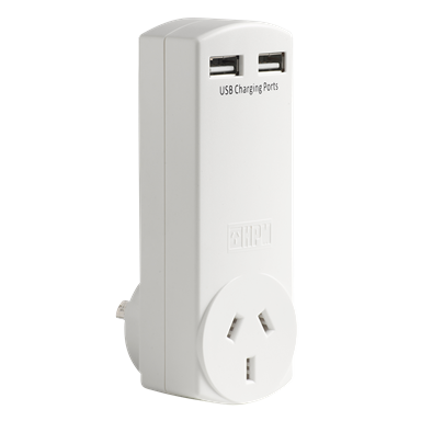 HPM Adaptor with USB Charger 4.2A - White D2USB / White