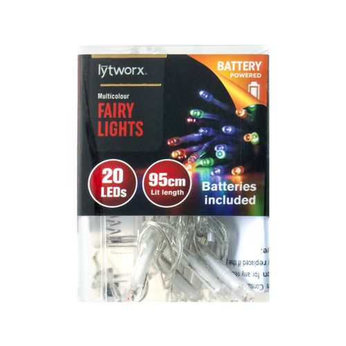 Lytwrox 20 LED Battery Operated Fairy Lights- Warm White/ White/Multi-Colour