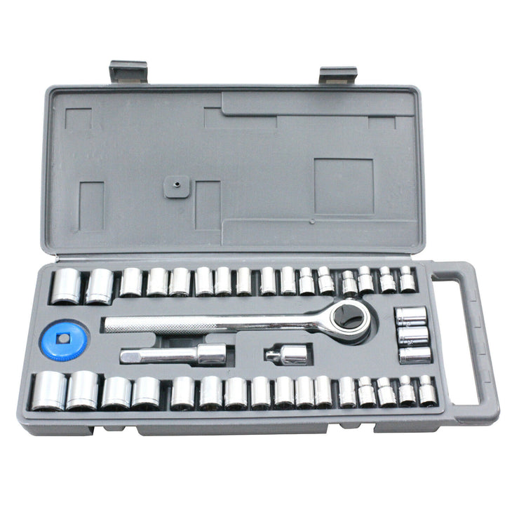 Craftright 40 Piece Socket Set - 1/4" & 3/8" Drive/Carbon steel/Hand Tool Set - TheITmart