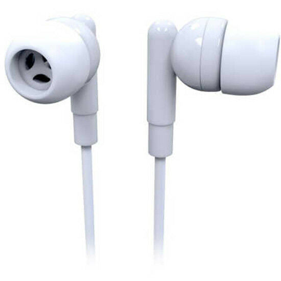 Laser Earbud Headphone/Silicon bud/3.5mm with Microphone for Apple/Android White - TheITmart