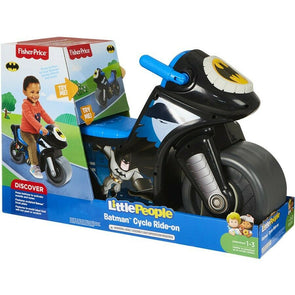 Fisher Price Batman Motorcycle Ride on Easy Grip Handlebars/Sounds Tune & Theme - TheITmart