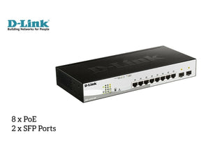 D-Link 10-Port Gigabit Smart Managed PoE Switch with 8 PoE RJ45 and 2 SFP Ports - TheITmart