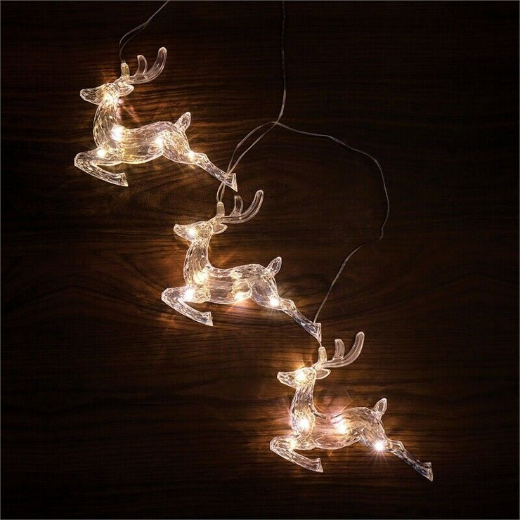 Warm White Battery Operated Indoor Reindeer Lights/15 LEDs/Festive Light 3 Pack - TheITmart