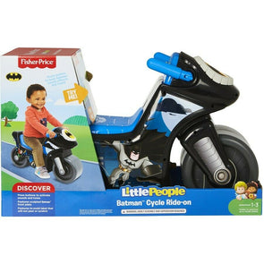 Fisher Price Batman Motorcycle Ride on Easy Grip Handlebars/Sounds Tune & Theme - TheITmart