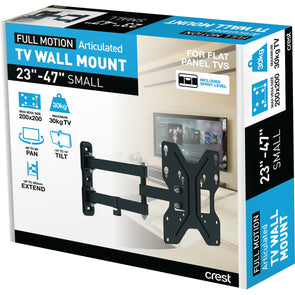 Crest Small Full Motion TV Wall Mount for 23" to 47" inch Screens/Tilt Upto 30KG - TheITmart