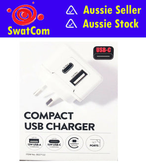 NuTech Compact USB Charger/Power Adaptor/12W USB-A/15W USB-C/Light Weight - TheITmart