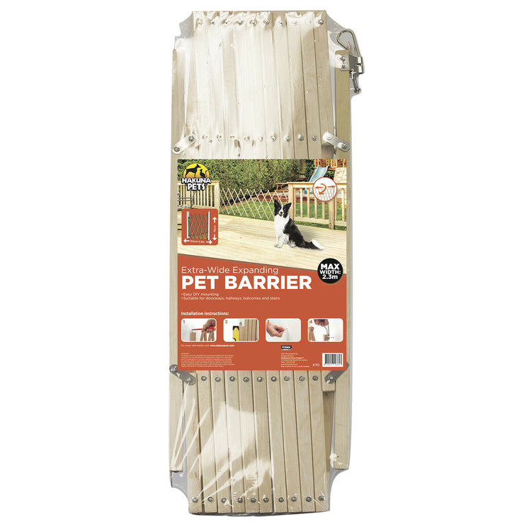 Hakuna Timber Extra-Wide Expanding Pet Barrier 60cm- 2.3m W 75cm H rubberwood - TheITmart