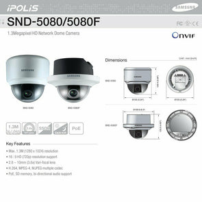 Samsung SND-5080FP HD POE Network Camera Progressive scan Multiple Streaming - TheITmart