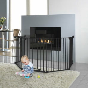 Perma Child Safety Playpen Barrier Multi-purpose 6 Panels 73-370cm W 75cmH BLK - TheITmart