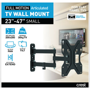 Crest Small Full Motion TV Wall Mount for 23" to 47" inch Screens/Tilt Upto 30KG - TheITmart