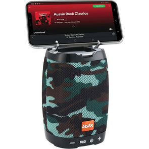 Laser Bluetooth Speaker with Pop-up Phone Holder/FM Radio/USB/Micro SD - Camo - TheITmart