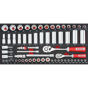 Sidchrome 62 Piece 1/4” and 3/8” Metric Custom Kit Socket Set Tool Kit System - TheITmart