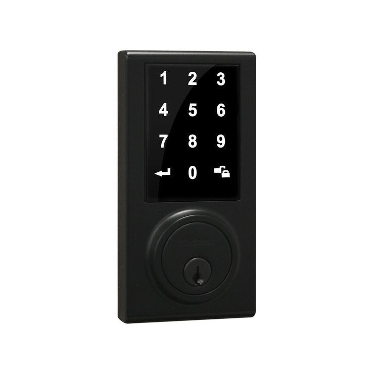 Kwikset Matt Black 275 Series Tech Digital Touchscreen Electronic Deadbolt Alarm - TheITmart