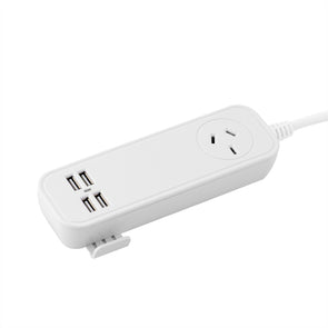 Arlec 4 USB Charging Outlets & Single Socket Portable Power Board/2400W/10Amp - TheITmart