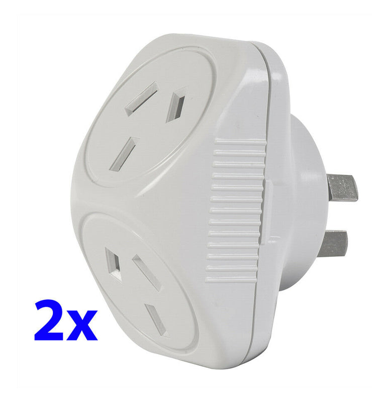 Arlec 2400W Double Vertical Adaptor/ Triangular double socket mains AU/NZ 2 pack - TheITmart