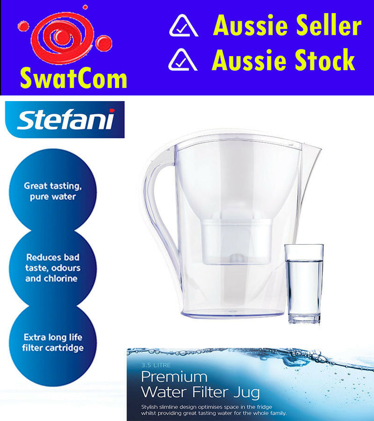 Stefani 3.5L Premium Water Filter Jug/BPA Free/Reduces bad Taste/Odours/Chlorine - TheITmart