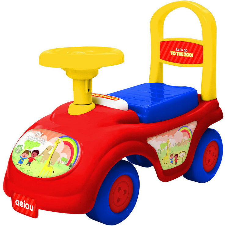 Happy Ride On/Storage Compartment/Push Button Horn Outdoor Toy/Push Car Ride on - TheITmart