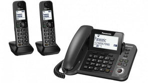 Panasonic KXTGF382AZM Cordless Phone 2 Handsets/DECT Security/Link to Mobile - TheITmart