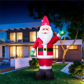 Giant 6m Inflatable Greeting Santa/Indoor/Outdoor Christmas Decoration 16 LEDs - TheITmart