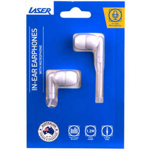 Laser Earbud Headphone/Silicon bud/3.5mm with Microphone for Apple/Android White - TheITmart