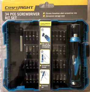 CraftRight 34 Piece Screwdriver Bit Set - CRY0038 with Storage Box