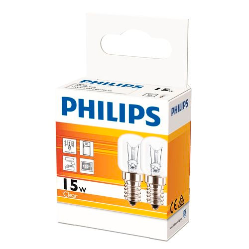 Philips 15W T25 Globe 2 Pack Appliance Lamps SES for Rangehoods/Fridges/Sewing/Machines