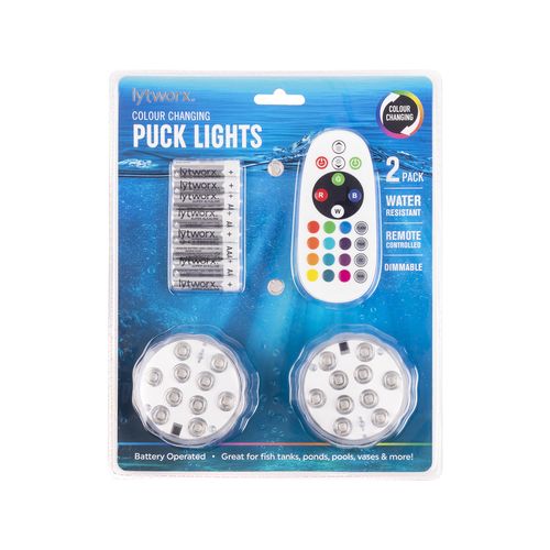 Lytworx Novelty Colour Changing Water Resistant Puck Lights - 2 Pack ...