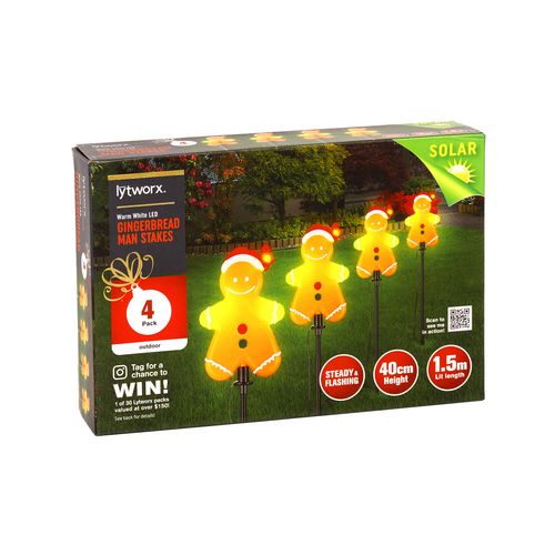 Lytworx Solar Gingerbread Man Stake Lights - 4 Pack