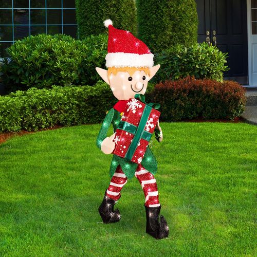 Lytworx 60 LED 90cm Solar Elf With Gift/Tinsel Fabric Design