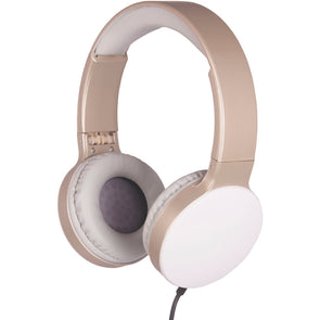 Laser Foldable Padded Wired Headphones - White Gold