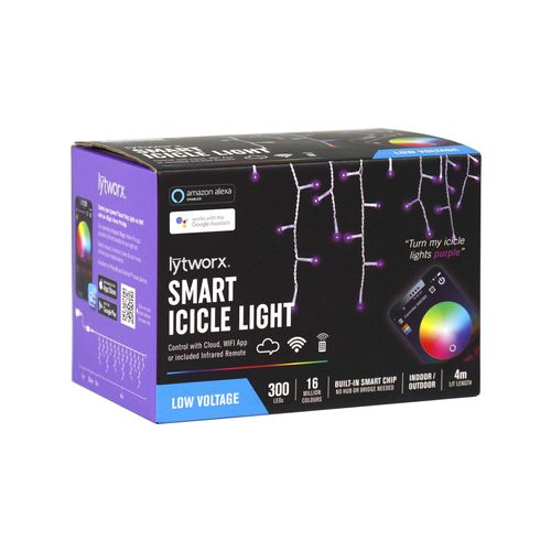 Lytworx 4m 300 Colour Changing LED Smart Icicle Lights with Built-in Smart Chip