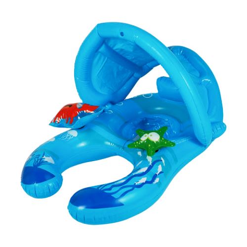 92cm Inflatable Adult and Infant Float With Canopy - Blue