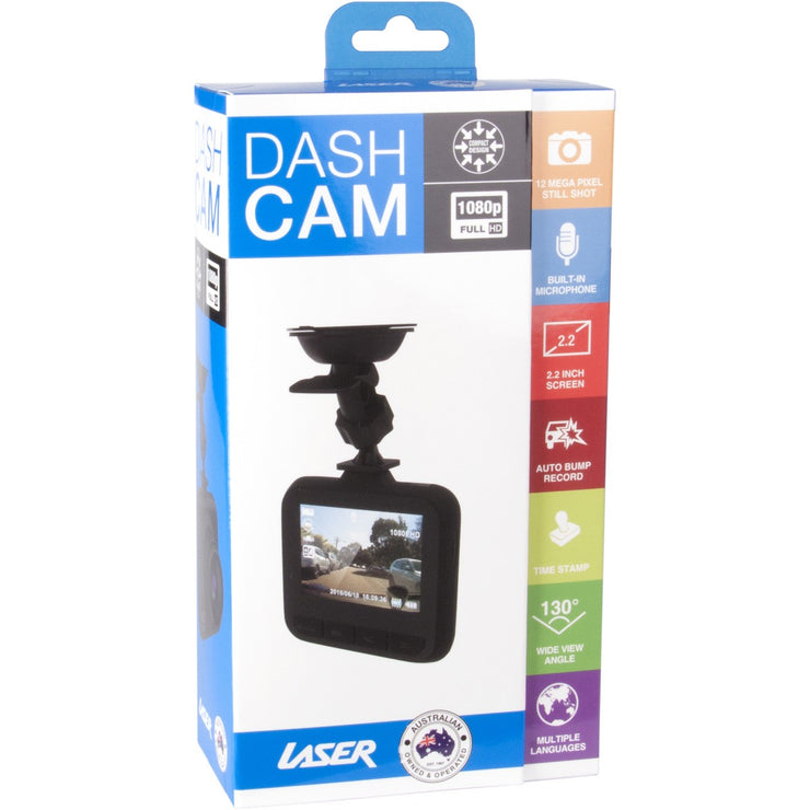 Laser Full HD Dash Cam 1080p 12MP Microphone Time Stamp