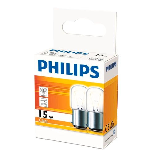 Philips 15w B22 T25 Clear Pilot Appliance Globe - 2 pack