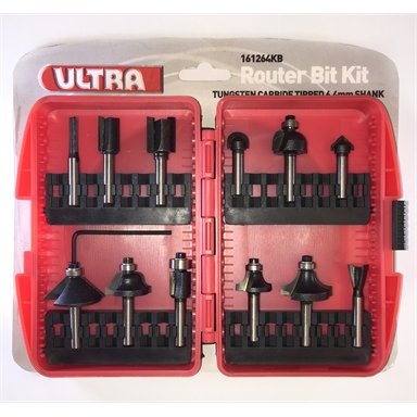 Ultra 6.4mm 12 Piece Router Bit Set / Red