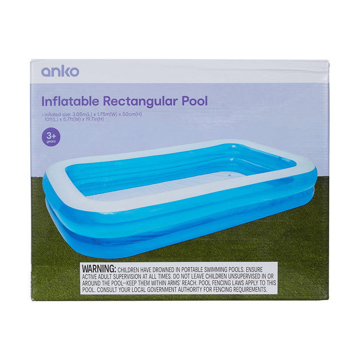 Inflatable Rectangular Pool Scam Anko Inflatable Rectangular Pool - Blue – TheITmart