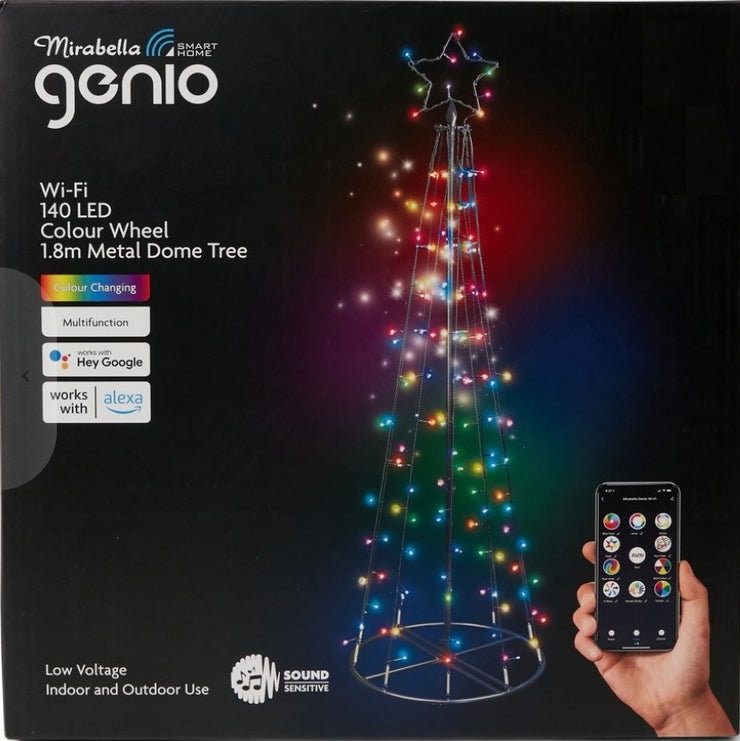 Mirabella Christmas 1.8m 140 LED Genio Colour Wheel Metal Tree Dome