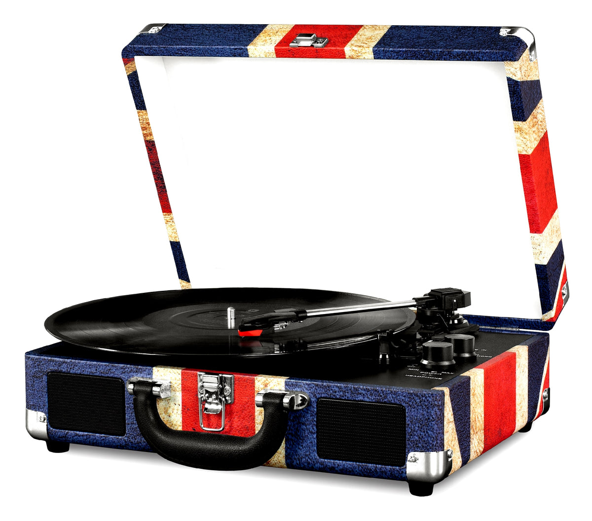 Portable Suitcase Turntable with Stereo Speaker, 3 Speed Belt Drive Vi ...