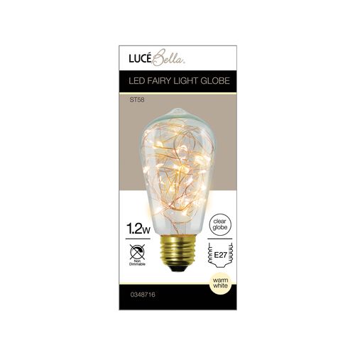 Luce Bella 1.2W Warm White ES ST58 LED Fairy Light Globe