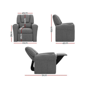 Keezi Luxury Kids Recliner Sofa Children Lounge Chair Couch Fabric Armchair GY