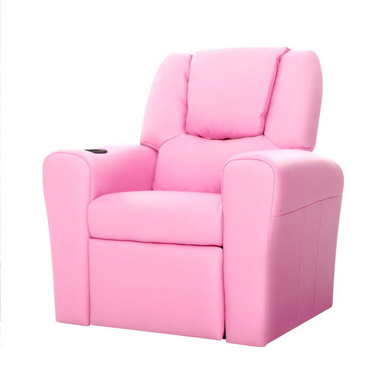 Keezi Luxury Kids Recliner Sofa Children Lounge Chair Couch PU Armchair PINK