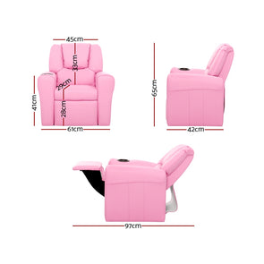 Keezi Luxury Kids Recliner Sofa Children Lounge Chair Couch PU Armchair PINK